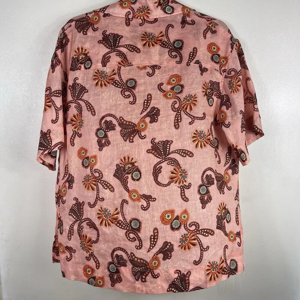 ALC Sullivan Linen Top Oversized Boxy Fit Women Size XS Button Front Lightweight